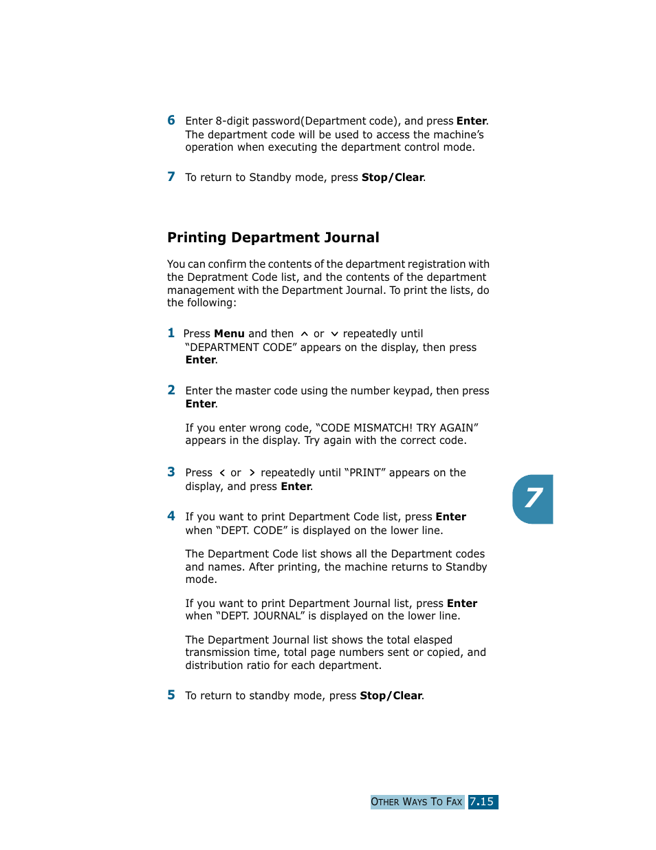 Printing department journal | Samsung Msys SF-830 User Manual | Page 100 / 156