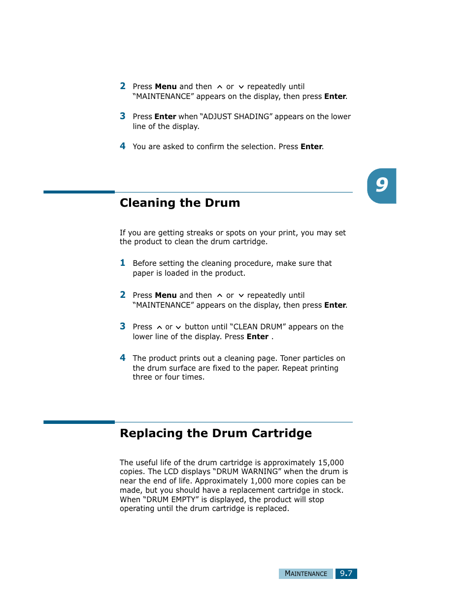 Cleaning the drum, Replacing the drum cartridge, Cleaning the drum replacing the drum cartridge | 7 respectively | Samsung Msys SF-830 User Manual | Page 118 / 156
