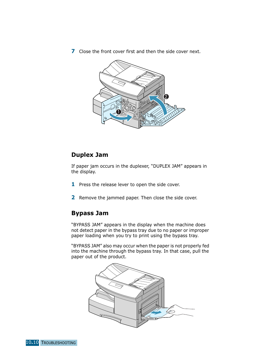Duplex jam, Bypass jam, Duplex jam bypass jam | Samsung Msys SF-830 User Manual | Page 133 / 156