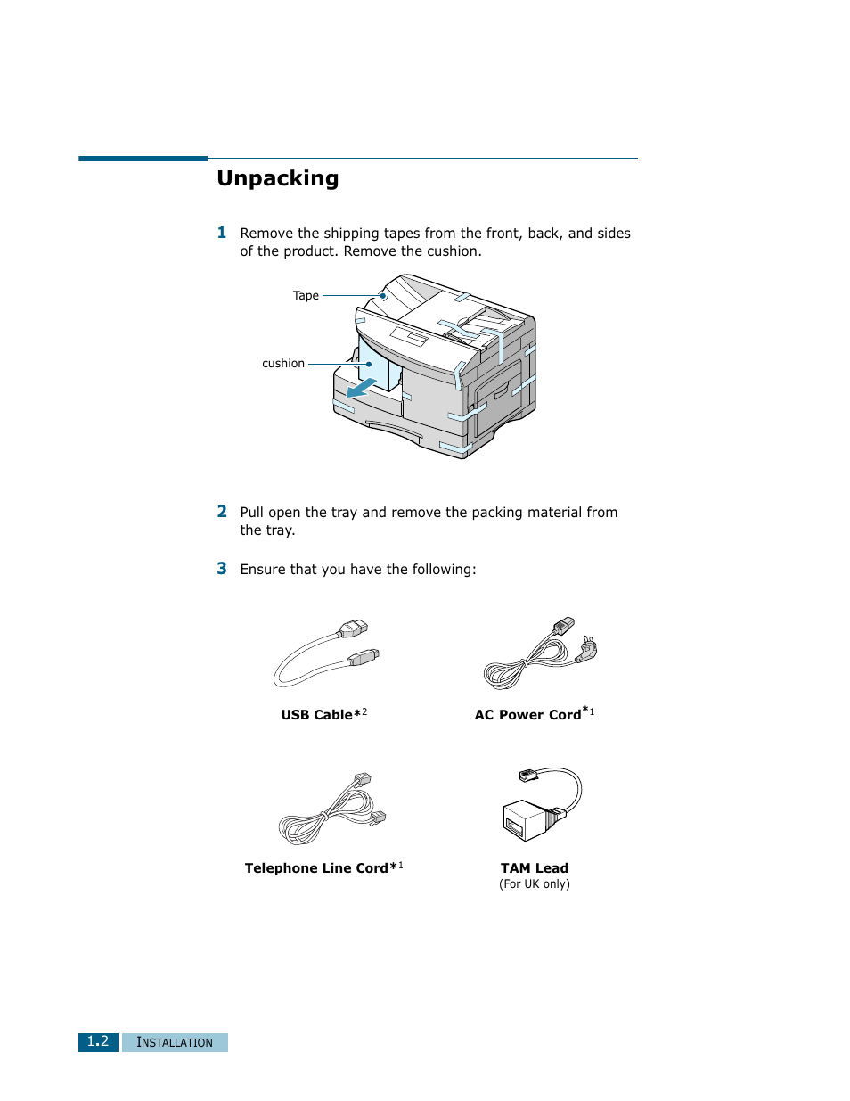 Unpacking | Samsung Msys SF-830 User Manual | Page 17 / 156