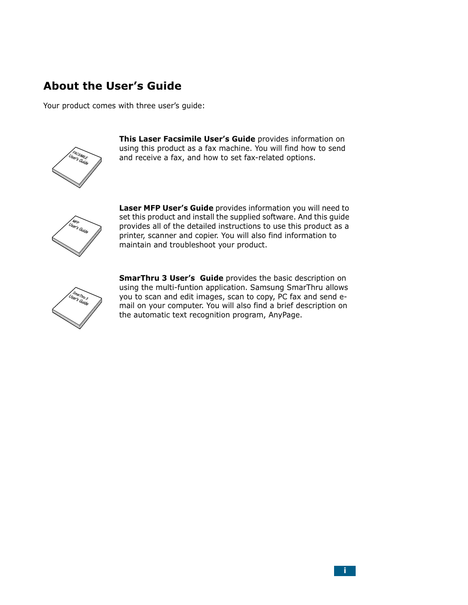 About the user’s guide | Samsung Msys SF-830 User Manual | Page 2 / 156