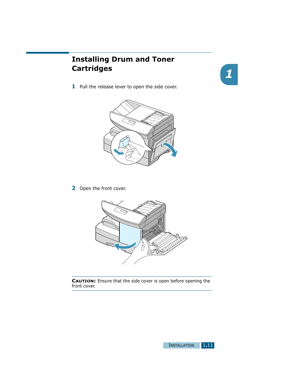 Installing drum and toner cartridges | Samsung Msys SF-830 User Manual | Page 26 / 156