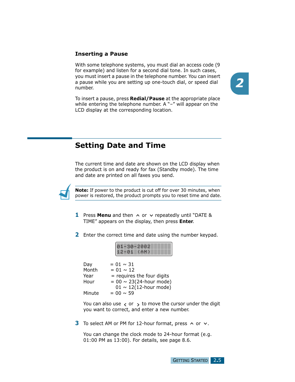 Setting date and time | Samsung Msys SF-830 User Manual | Page 40 / 156
