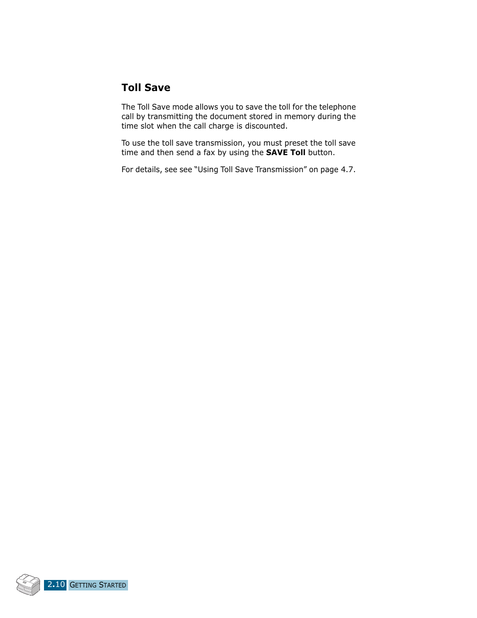 Toll save, Receiving manually in tel mode | Samsung Msys SF-830 User Manual | Page 45 / 156
