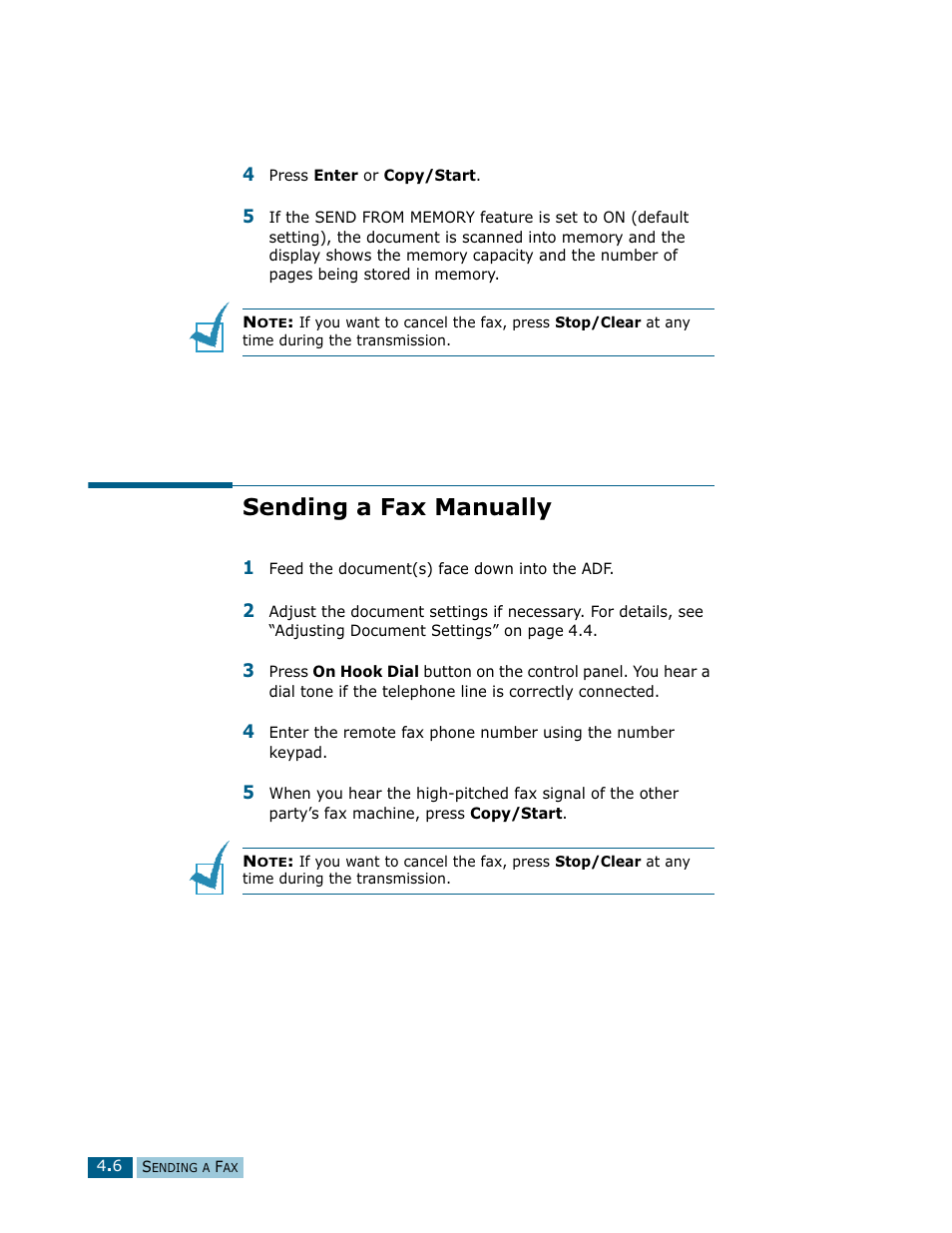 Sending a fax manually | Samsung Msys SF-830 User Manual | Page 67 / 156