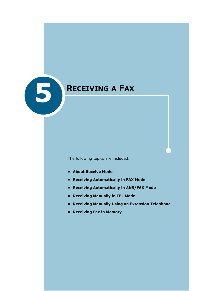 Chapter 5 receiving a fax, Chapter 5, Eceiving | Samsung Msys SF-830 User Manual | Page 70 / 156