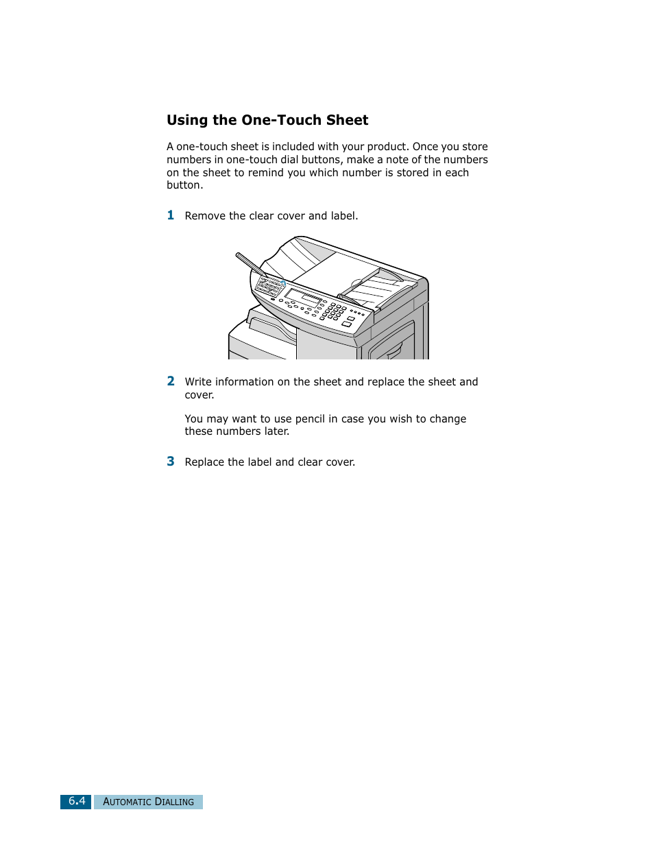 Using the one-touch sheet | Samsung Msys SF-830 User Manual | Page 79 / 156