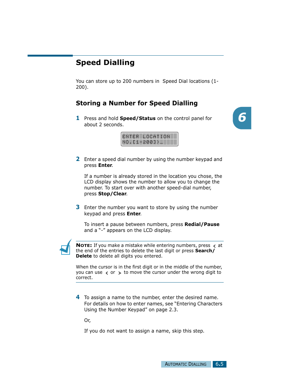 Speed dialling, Storing a number for speed dialling | Samsung Msys SF-830 User Manual | Page 80 / 156