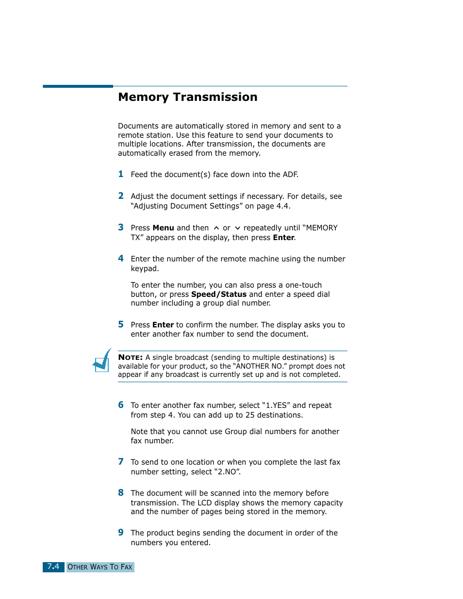 Memory transmission | Samsung Msys SF-830 User Manual | Page 89 / 156