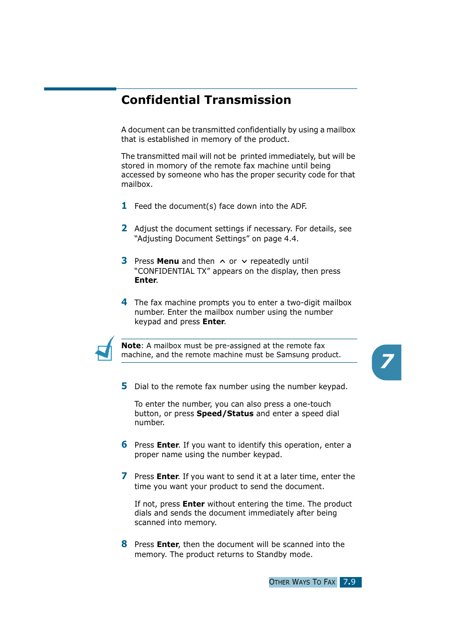 Confidential transmission | Samsung Msys SF-830 User Manual | Page 94 / 156