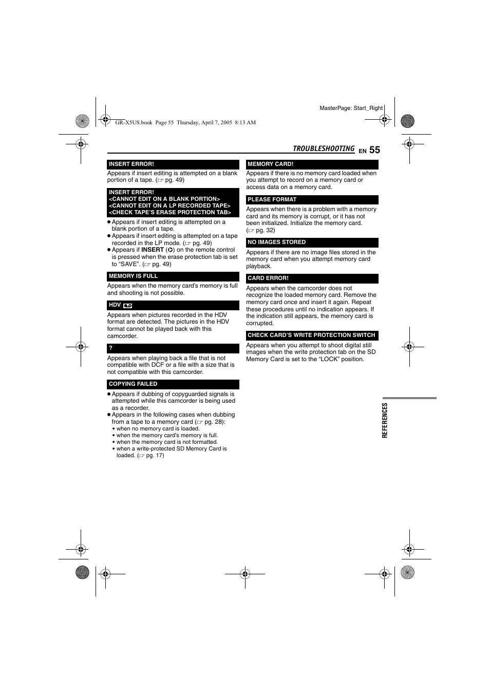 Pg. 55) | JVC GR-X5U User Manual | Page 55 / 64