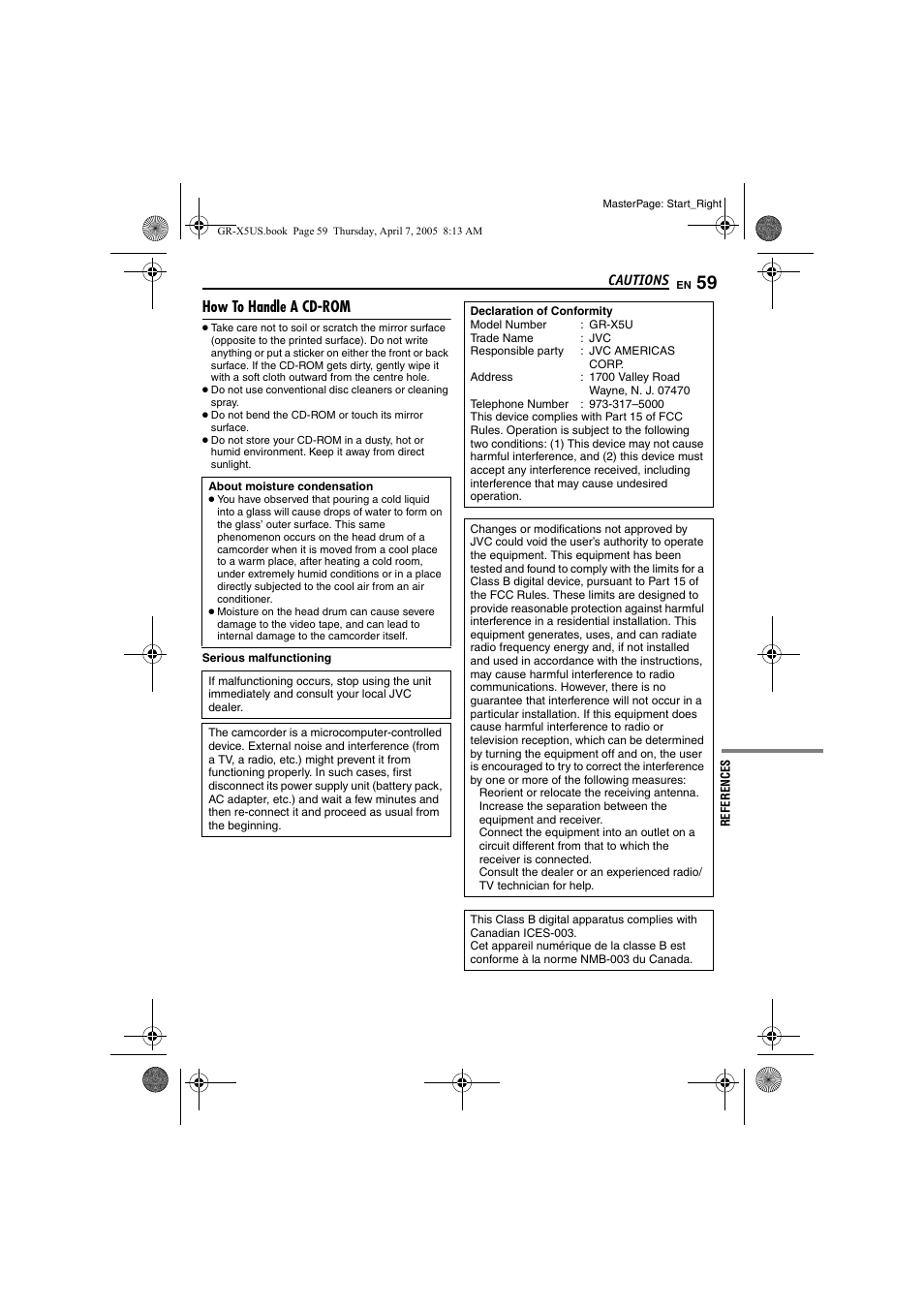 How to handle a cd-rom | JVC GR-X5U User Manual | Page 59 / 64