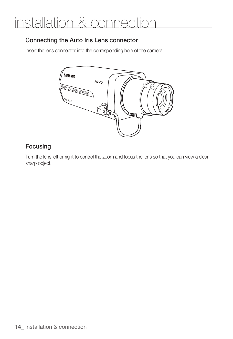 Installation & connection | Samsung SNC-B2331(P) User Manual | Page 14 / 102