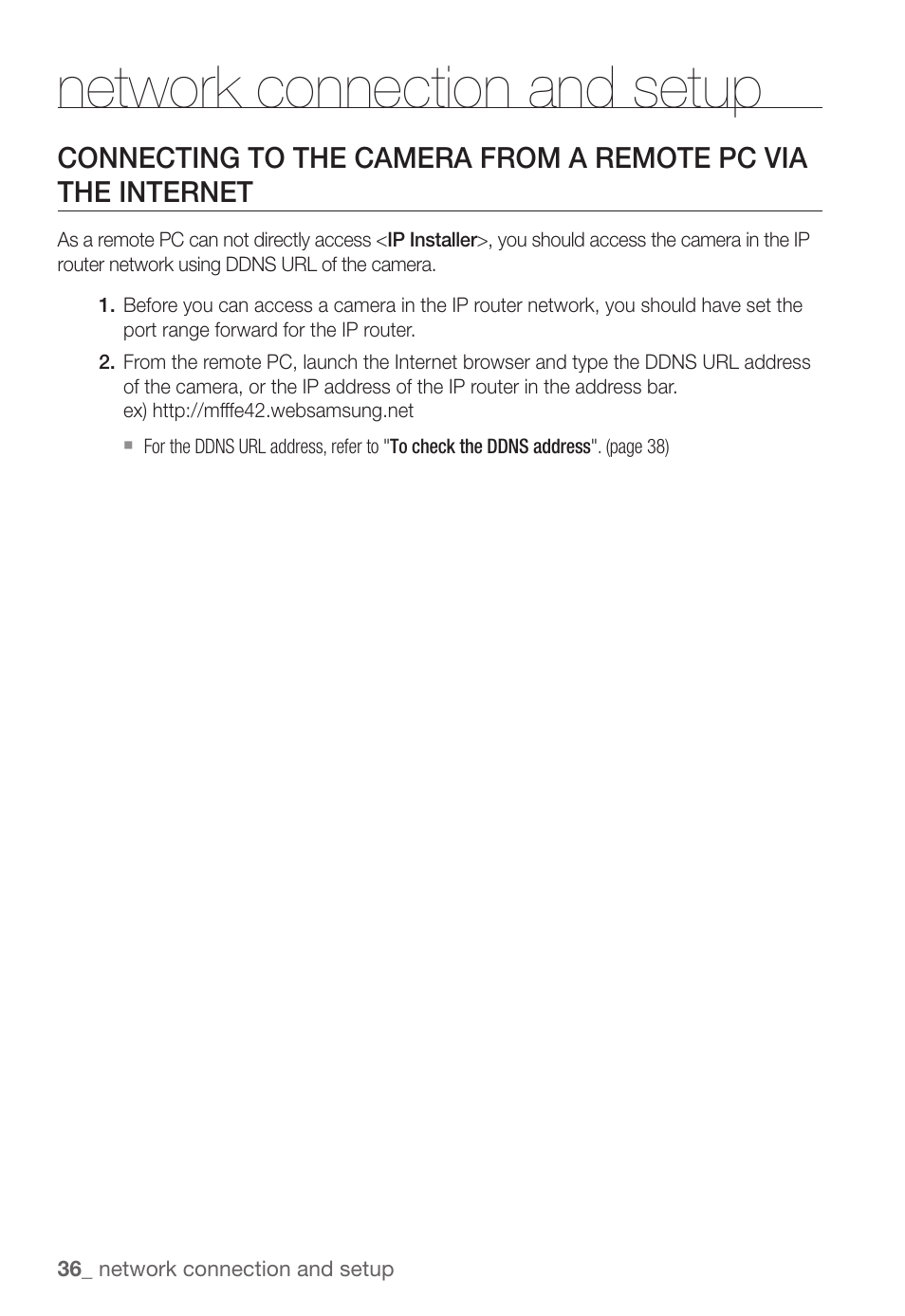 Network connection and setup | Samsung SNC-B2331(P) User Manual | Page 36 / 102