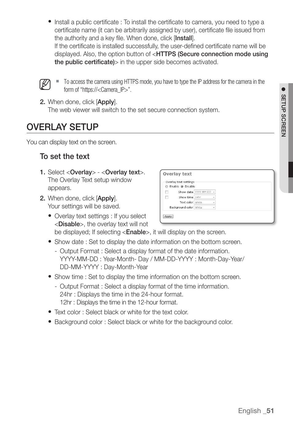 Overlay setup | Samsung SNC-B2331(P) User Manual | Page 51 / 102