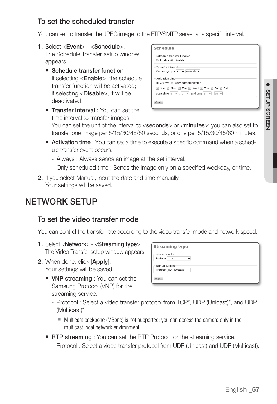 Network setup | Samsung SNC-B2331(P) User Manual | Page 57 / 102