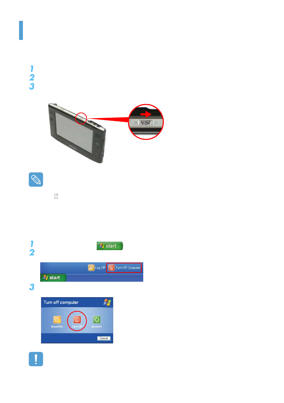 Turning the computer on and off, Turning the computer on, Turning the computer off | P.18 | Samsung Q1B User Manual | Page 18 / 141
