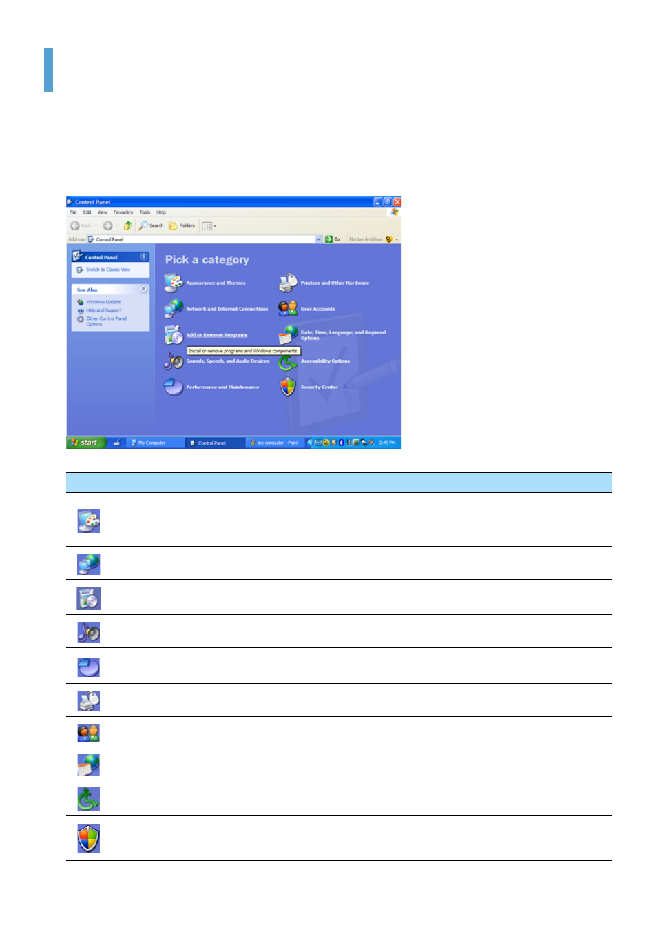 Control panel, Opening the control panel | Samsung Q1B User Manual | Page 40 / 141
