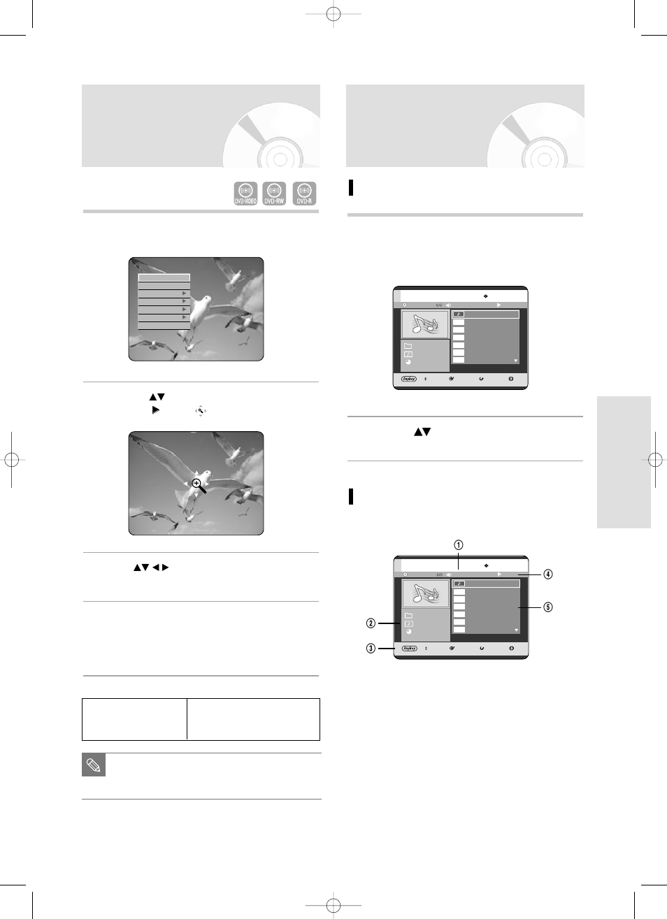 Zooming-in, Playing an audio cd/mp3, Playback | English - 57, Playing an audio cd(cd-da), Audio cd(cd-da) screen elements | Samsung DVD-R119 User Manual | Page 57 / 102