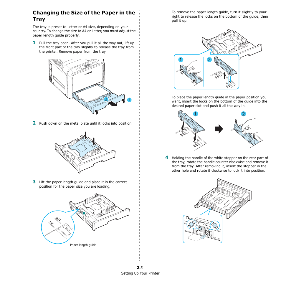 Changing the size of the paper in the tray | Samsung CLP-650 Series User Manual | Page 16 / 117