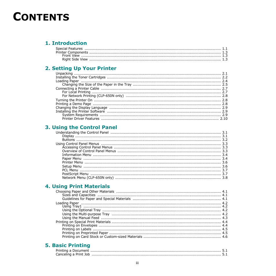 Samsung CLP-650 Series User Manual | Page 4 / 117