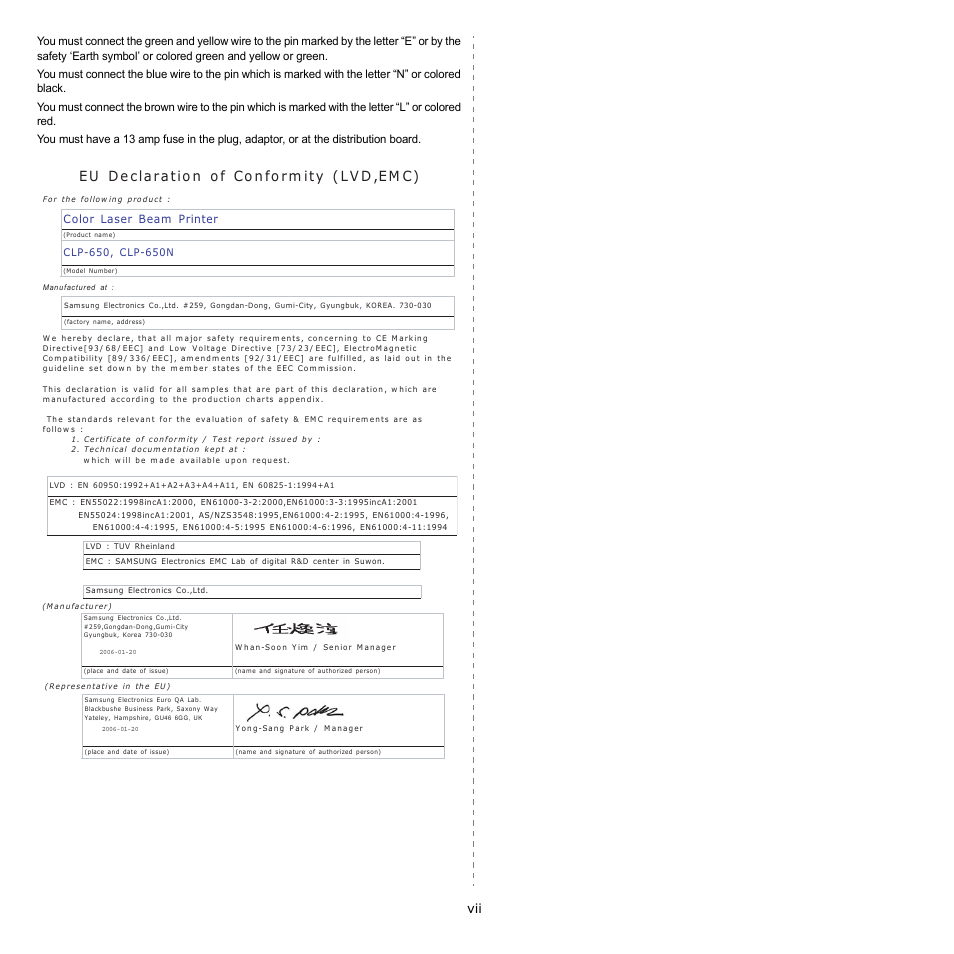 Color laser beam printer | Samsung CLP-650 Series User Manual | Page 8 / 117