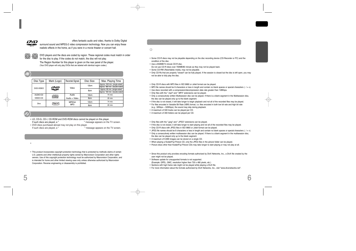 Notes on discs | Samsung AH68-01850K User Manual | Page 4 / 38