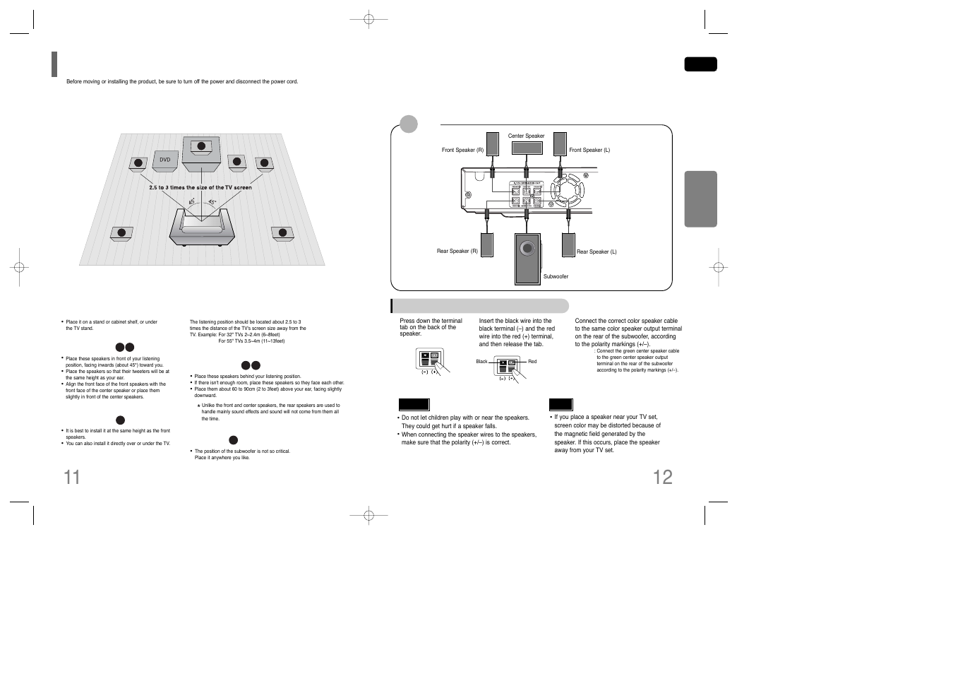 Connecting the speakers | Samsung AH68-01850K User Manual | Page 7 / 38