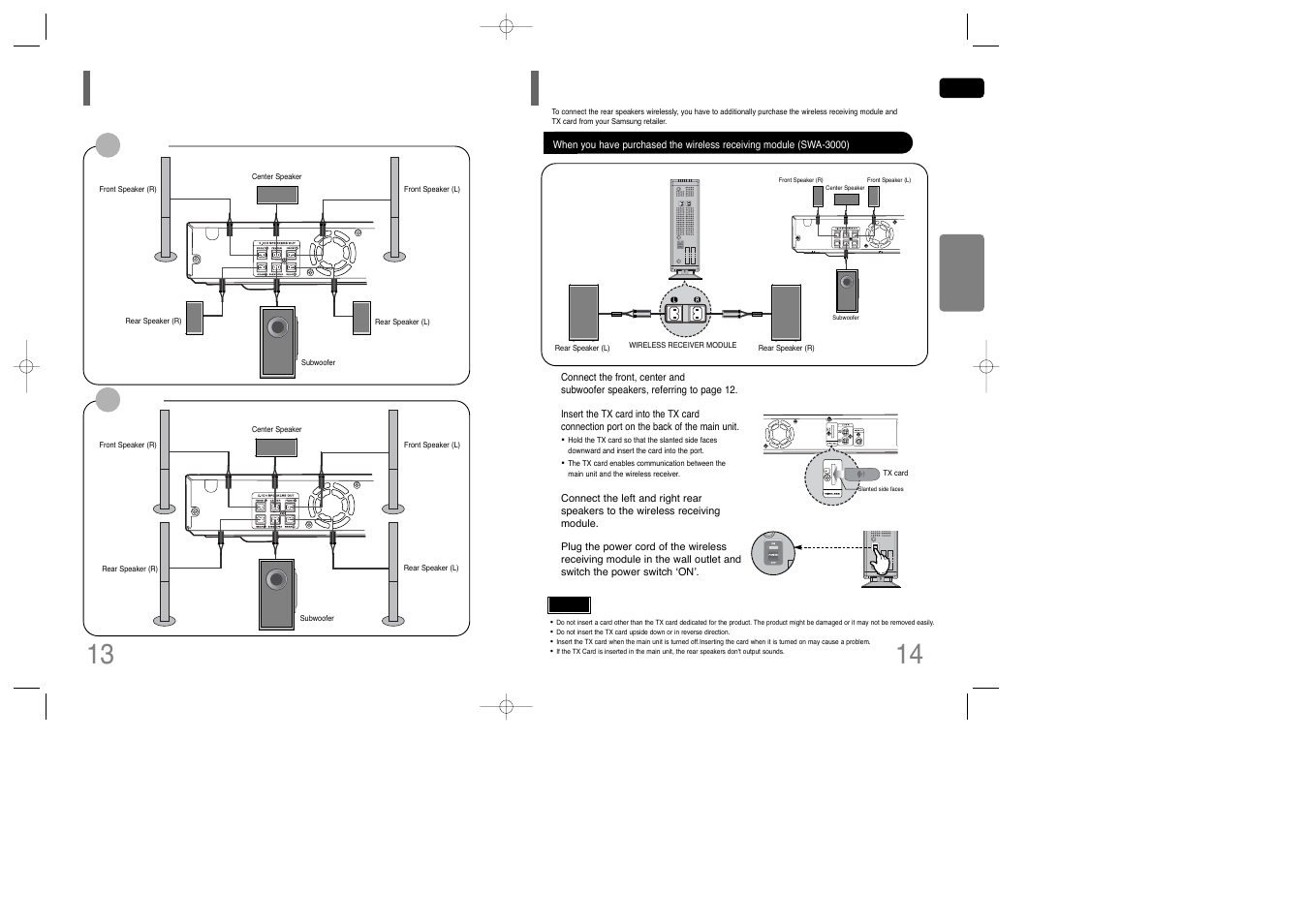 Connecting the speakers | Samsung AH68-01850K User Manual | Page 8 / 38