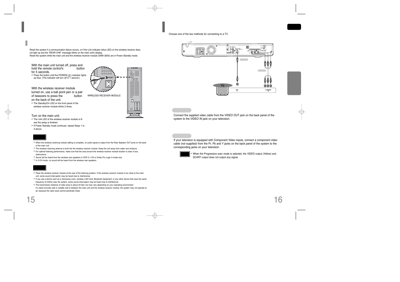 Connecting the video out to tv, Resetting wireless communication | Samsung AH68-01850K User Manual | Page 9 / 38