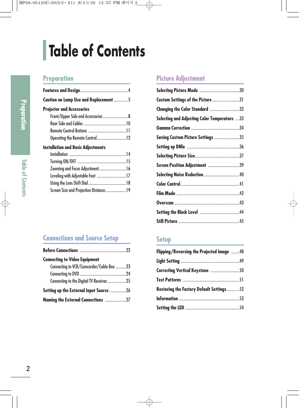Samsung SP-H800 User Manual | Page 2 / 87