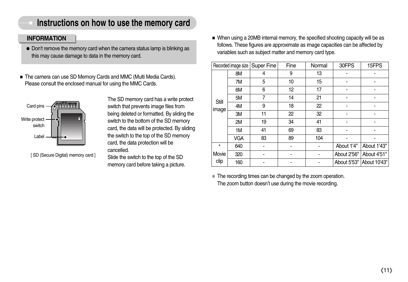 Samsung Digimax S800 User Manual | Page 12 / 82