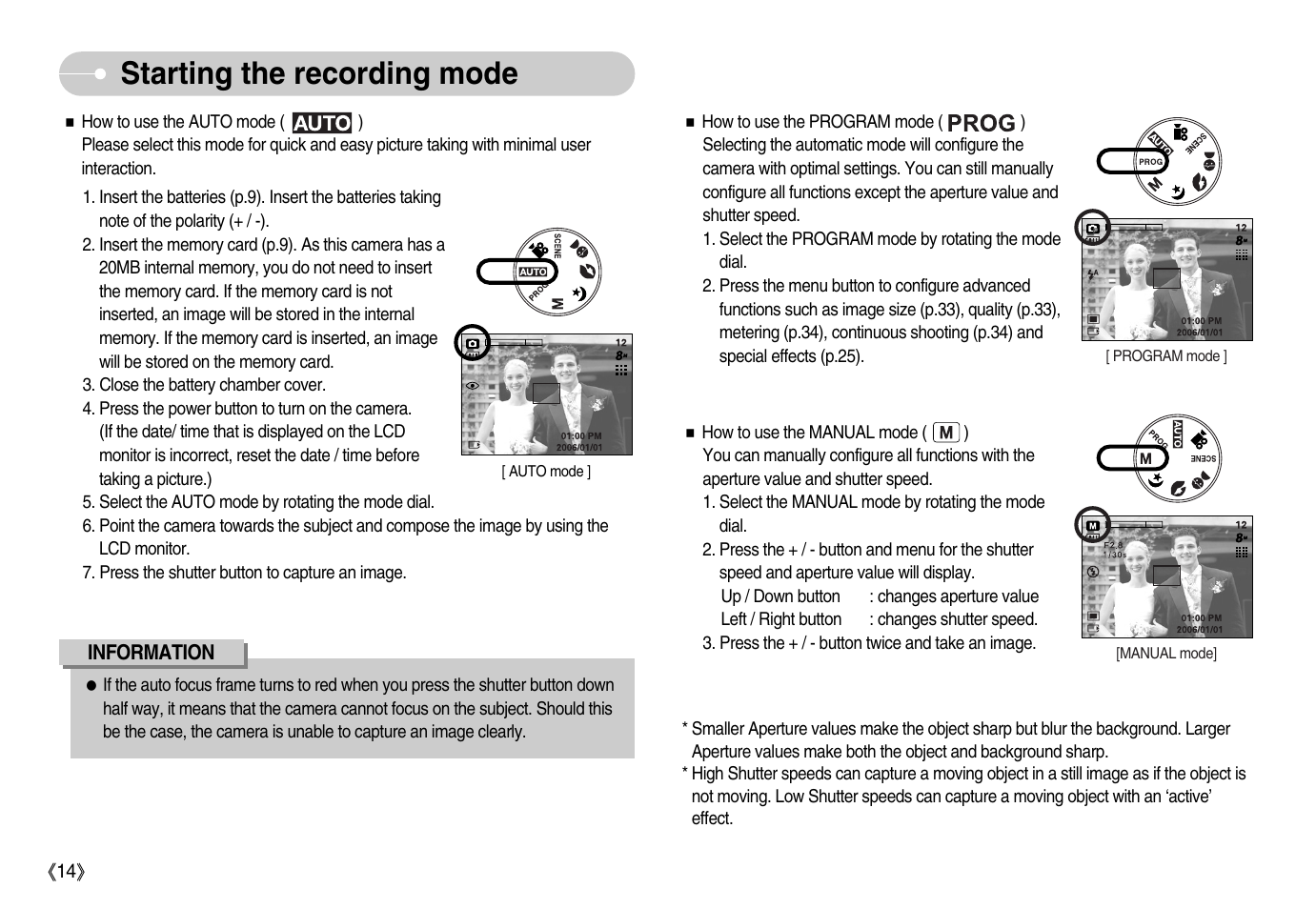 Starting the recording mode | Samsung Digimax S800 User Manual | Page 15 / 82