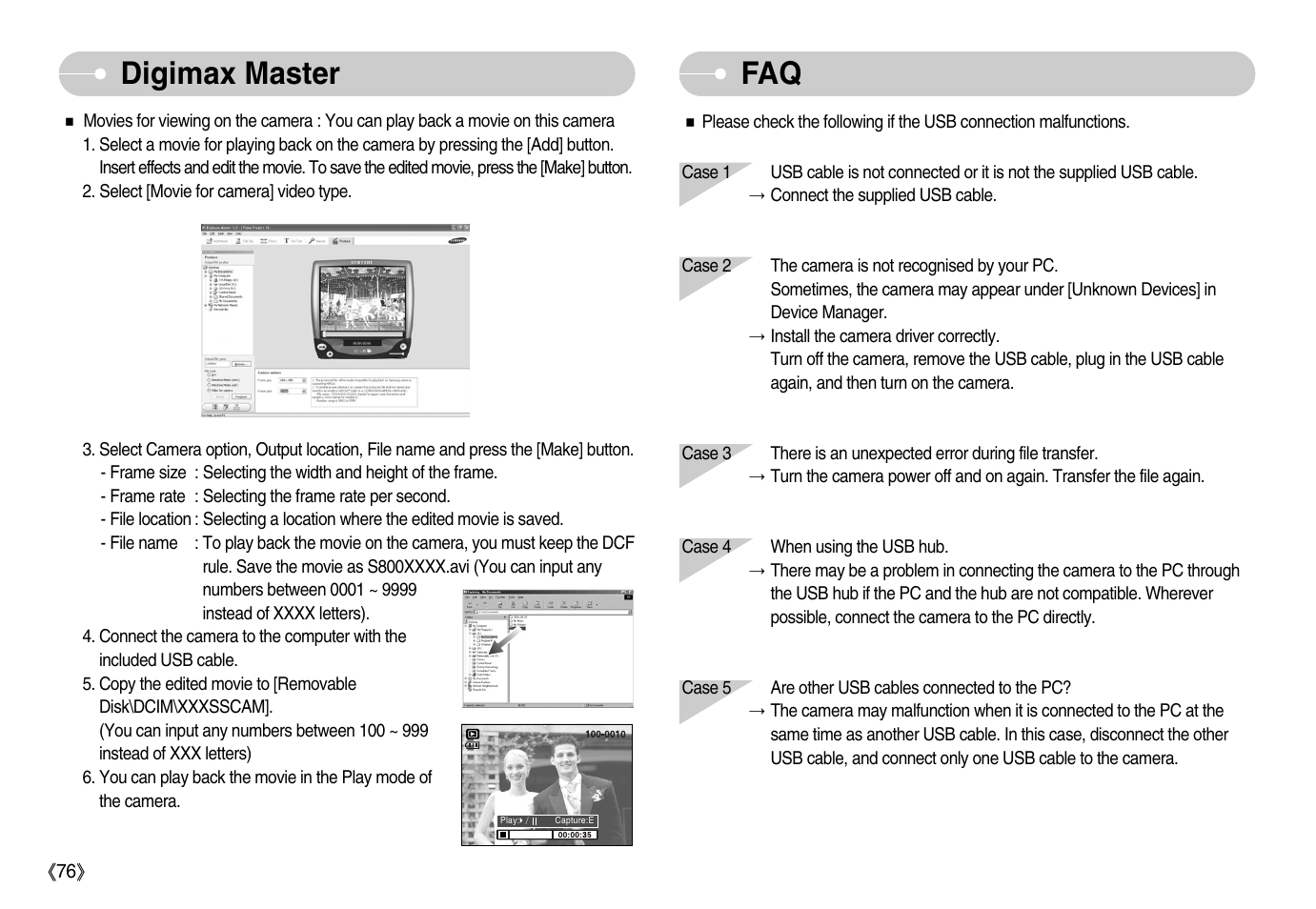 Faq digimax master faq faq | Samsung Digimax S800 User Manual | Page 77 / 82