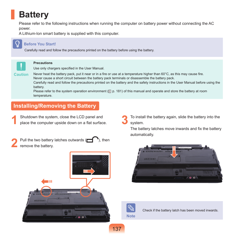 Battery, Installing/removing the battery | Samsung Q46 User Manual | Page 138 / 194