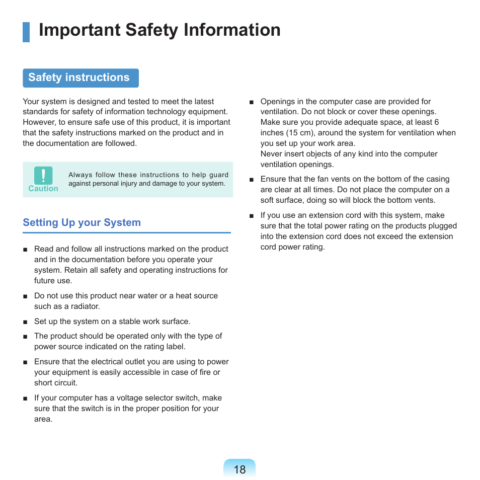 Important safety information, Safety instructions | Samsung Q46 User Manual | Page 19 / 194