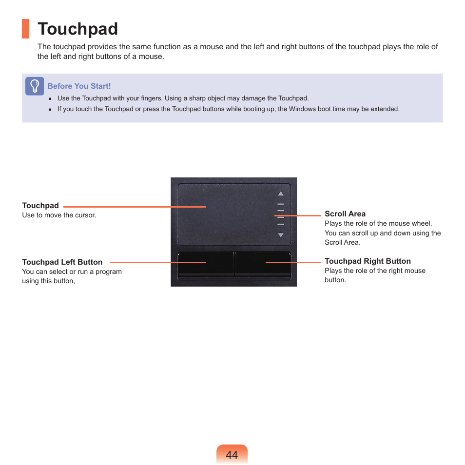 Touchpad | Samsung Q46 User Manual | Page 45 / 194