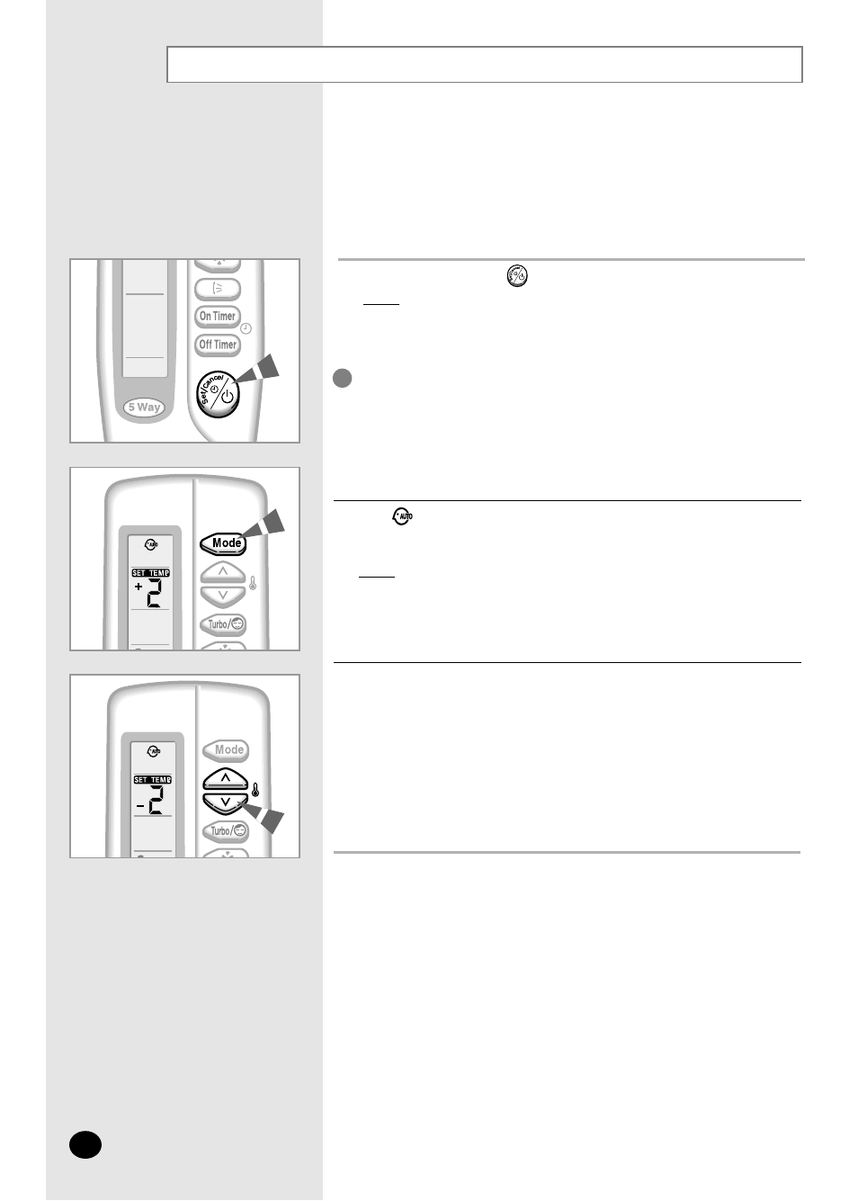 Selecting the automatic operating mode | Samsung AQ30C1(2)BC User Manual | Page 10 / 48
