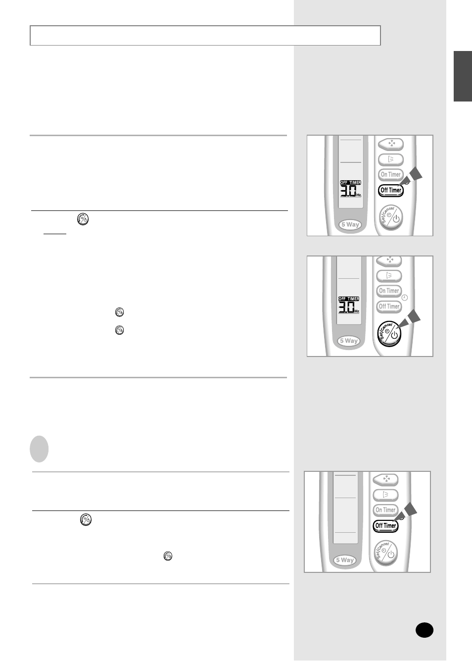 Setting the off timer | Samsung AQ30C1(2)BC User Manual | Page 19 / 48