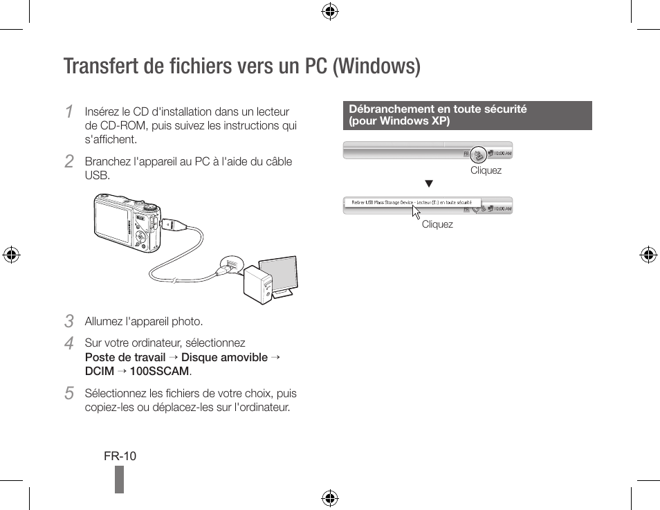 Transfert de fichiers vers un pc (windows) | Samsung WB560 User Manual | Page 30 / 74