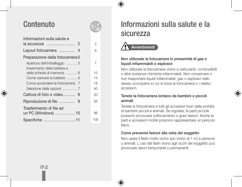 Informazioni sulla salute e la sicurezza contenuto | Samsung WB560 User Manual | Page 42 / 74