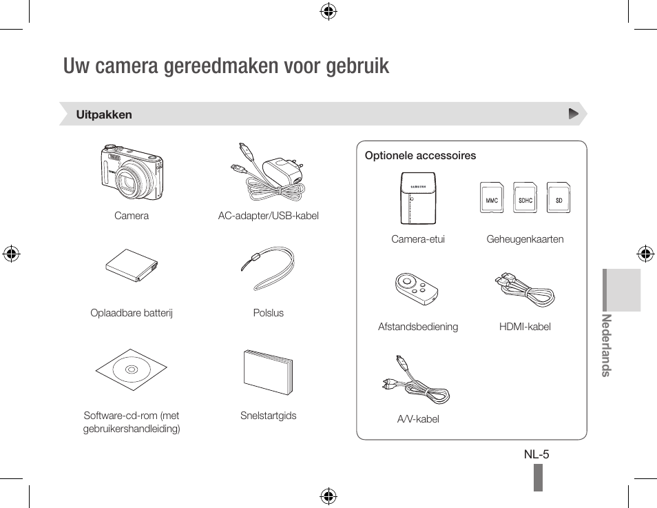 Uw camera gereedmaken voor gebruik | Samsung WB560 User Manual | Page 55 / 74