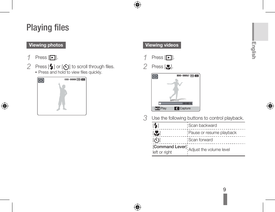 Playing files | Samsung WB560 User Manual | Page 9 / 74