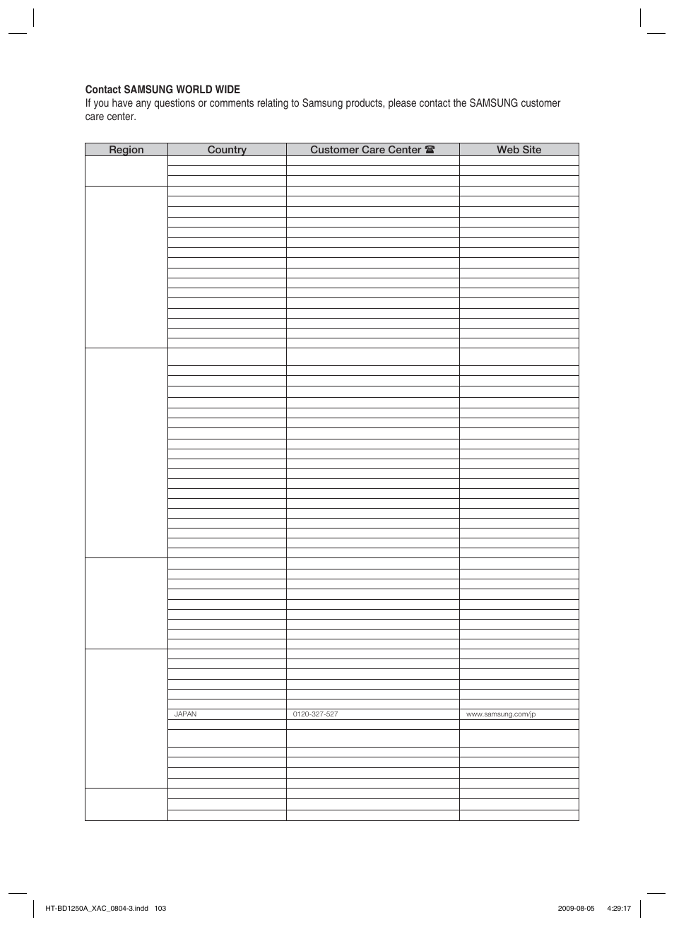 Samsung HT-BD1255 User Manual | Page 103 / 104