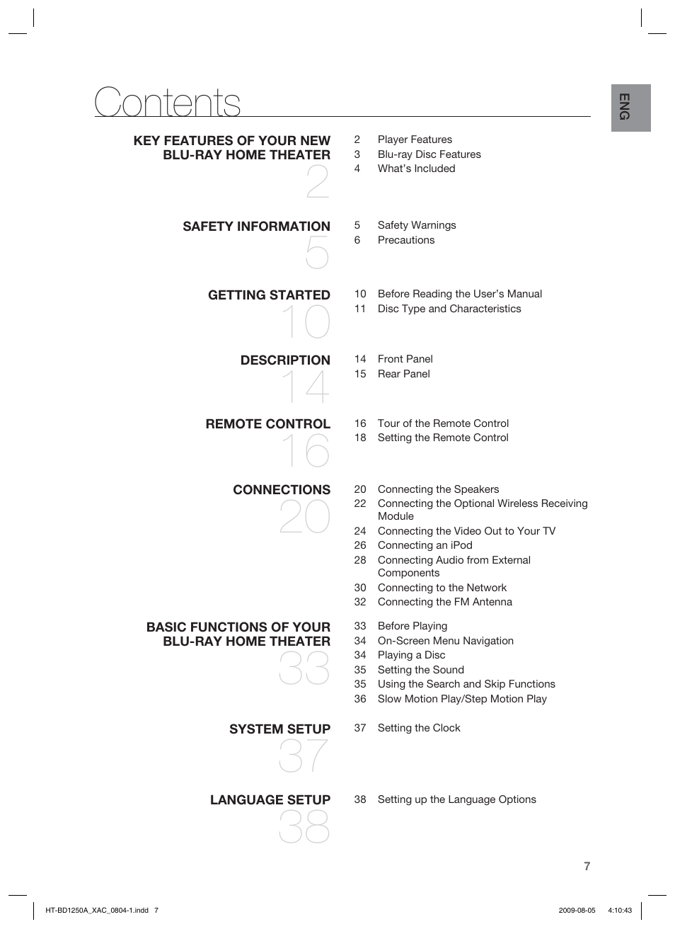 Samsung HT-BD1255 User Manual | Page 7 / 104