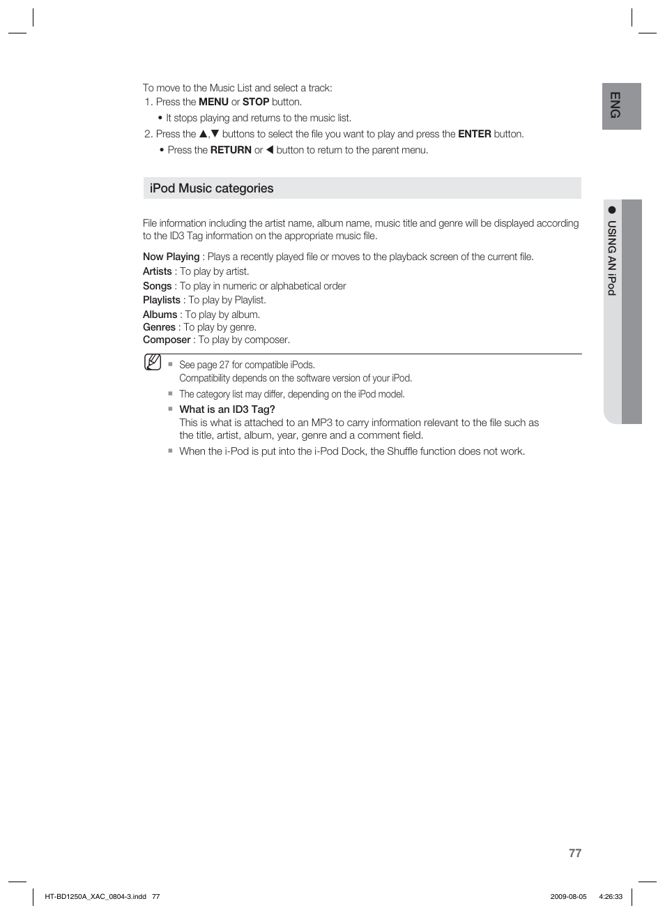 Samsung HT-BD1255 User Manual | Page 77 / 104