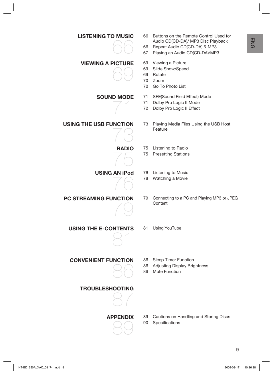 Samsung HT-BD1255 User Manual | Page 9 / 104