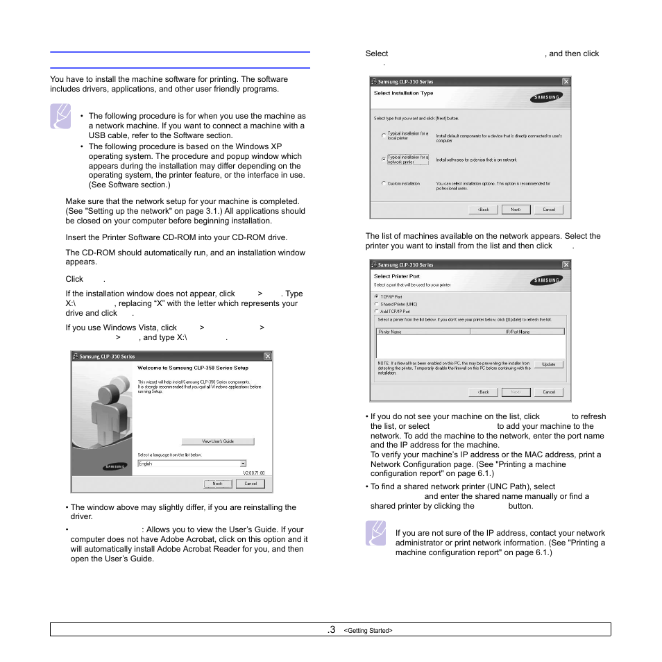 Installing the software | Samsung CLP-350 User Manual | Page 20 / 97