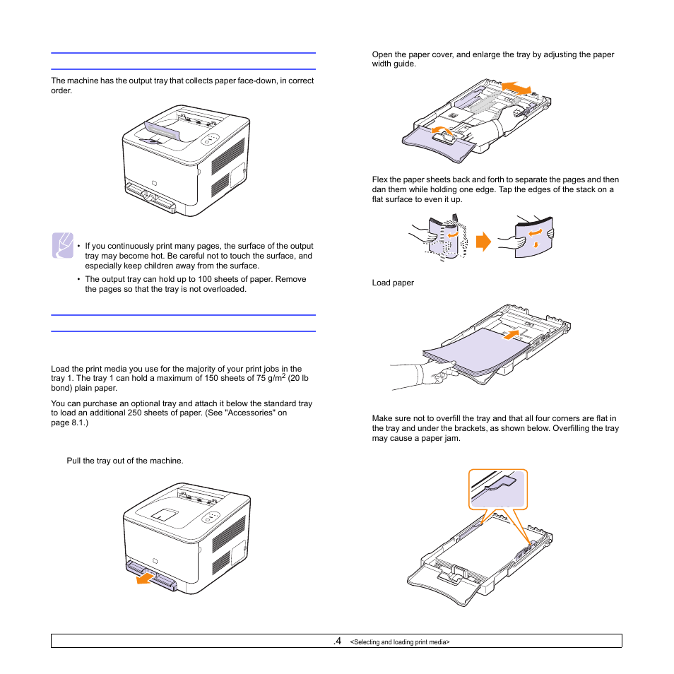 Verifying the output location, Loading paper, In the tray | Verifying the output location loading paper | Samsung CLP-350 User Manual | Page 25 / 97