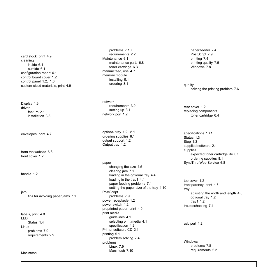 Index, Ndex | Samsung CLP-350 User Manual | Page 57 / 97